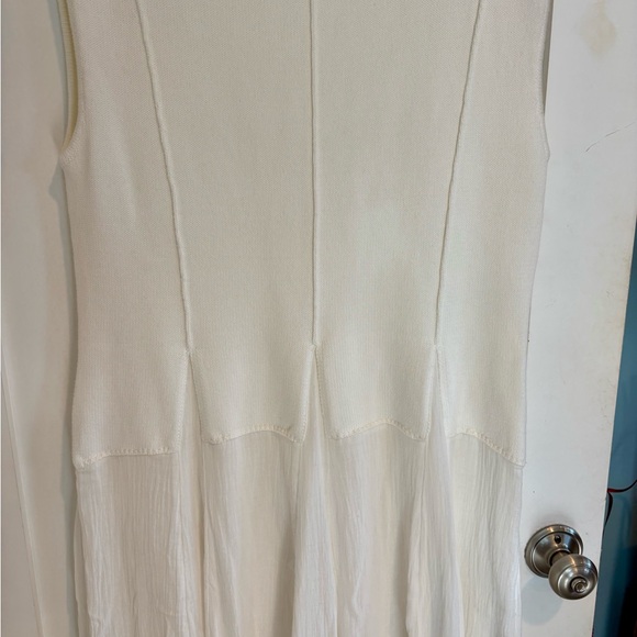 Mint Velvet Maxi Dress Cotton Drop-Waist  L NWT Ivory Mixed Material Coastal - Picture 4 of 13